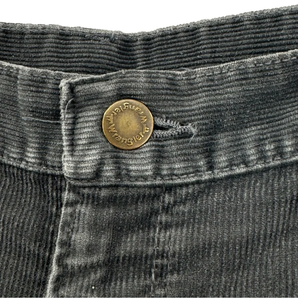 Vintage 70s Wrangler Corduroy Pants Dark Gray Men's Cords Straight Leg | 34 x 31